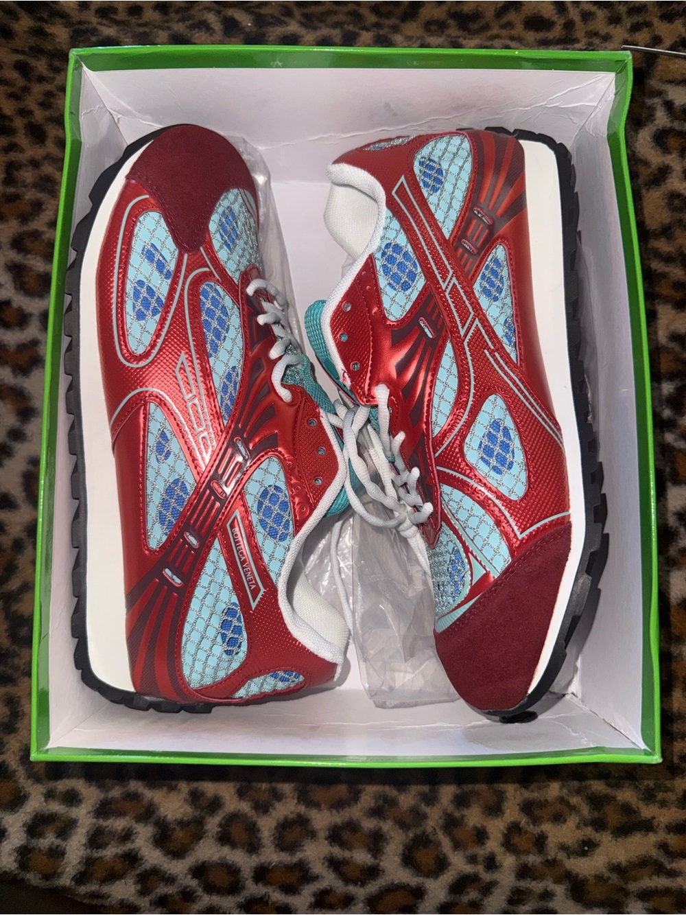 Men’s Red and Light Blue designer Sneakers